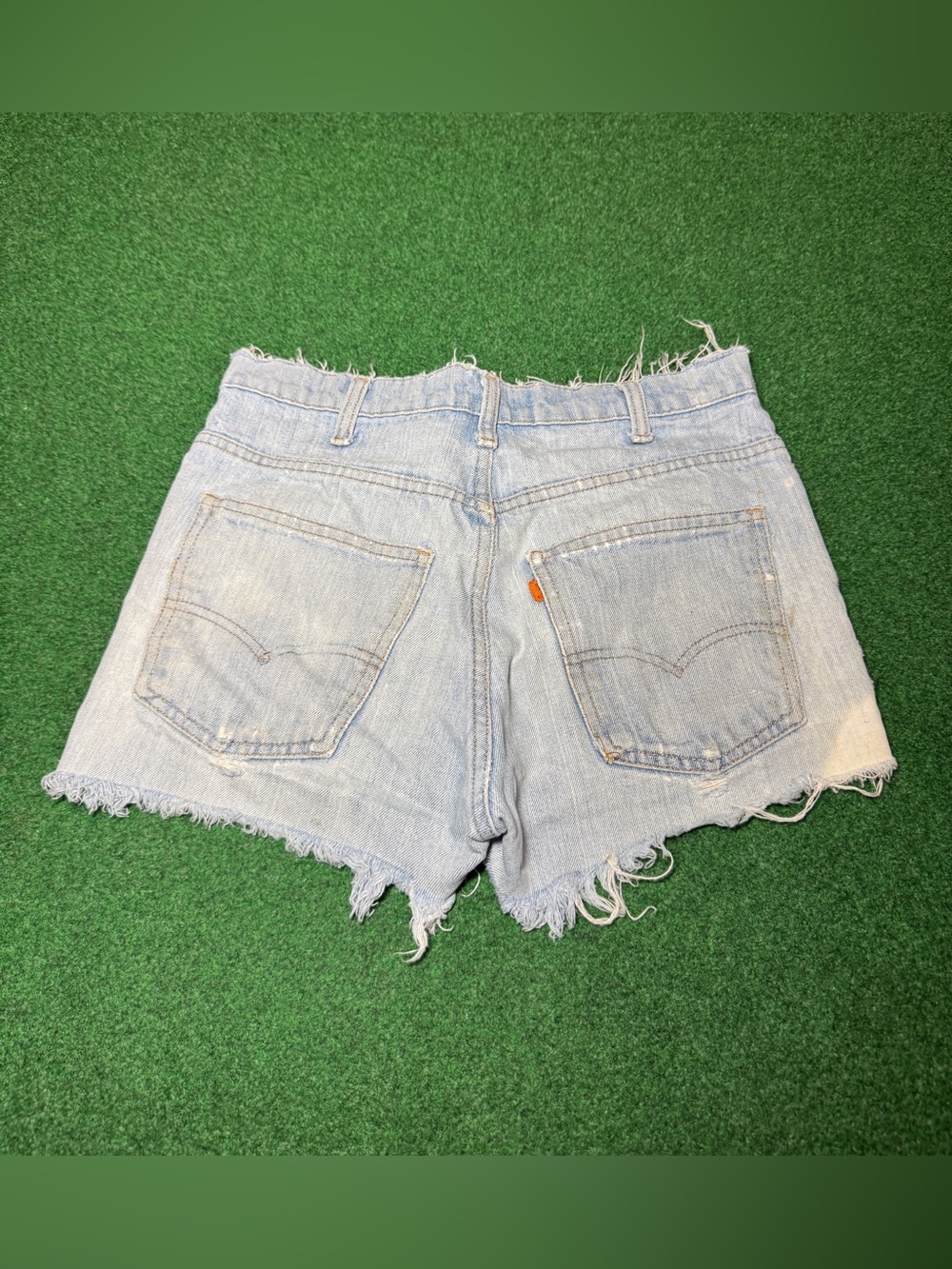 Levis Vintage Denim Shorts 70s Cutoff Orange Tab Thrashed 3” Jorts